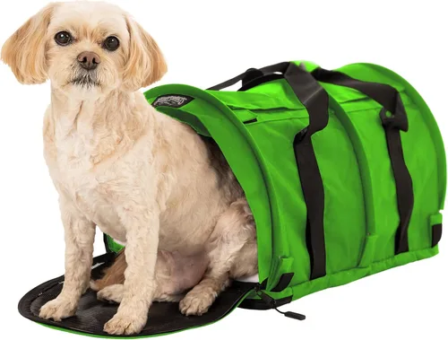 Vista 12 de SturdiBag XL - Transportador de viaje para mascotas: altura flexible para gatos y perros, lados suaves con clips de seguridad y correas