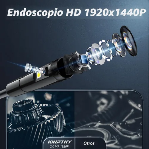 Vista 7 de Cámara endoscópica con luz, herramientas de boroscopio de 1920P HD con 8 luces LED ajustables, endoscopio con cámara de serpiente semirrígida