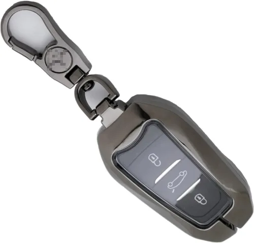 Vista 2 de RASFFAQ Funda para llavero de coche inteligente de aleación de zinc compatible con Peugeot 208 308 508 3008 5008 Citroen C4 Picasso DS3 DS4 DS5 DS6