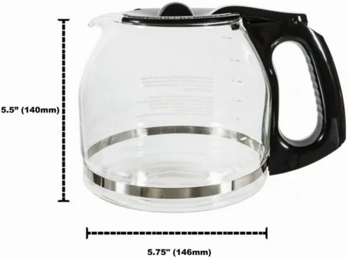 Vista 2 de Jarra de café de repuesto para 12 tazas compatible con cafetera Mr. Coffee, repuesto # PLD12 PLD12 serie PLD12-RB, mango negro
