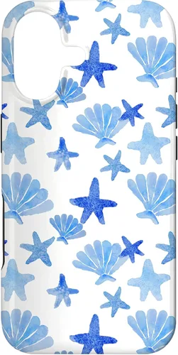 Vista 32 de Funda para iPhone 16 Coastal Nieta Azul Preppy Shells Estrellas de mar Océano Lindo Caso