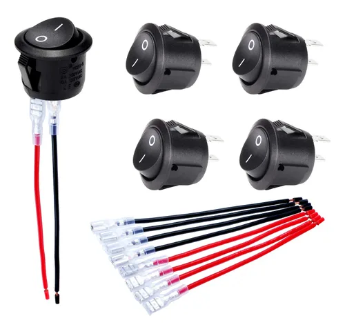 Vista 8 de DaierTek Carcasa de Interruptor Basculante Redondo 12V Iluminado 3 Pines con LED Azul Interruptor de Palanca Basculante de 12 Voltios CC
