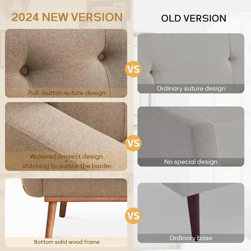 Vista 5 de HUIMO - Juego de muebles para sala de estar con botones, juego de muebles tapizados con botones para sala de estar, sofá moderno tapizado con marco