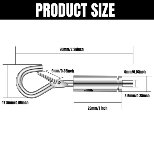 Vista 2 de Zonon 20 piezas de tensión de gancho y ojo portátiles para 1/25-1/16 galvanizado/304/316 cuerda de cable de acero inoxidable colgante de luz