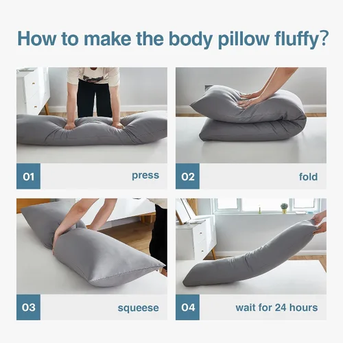 Vista 7 de Acanva Almohada de cuerpo para dormir de lado, extra suave, con funda gris, tamaño 20" x 60", color blanco