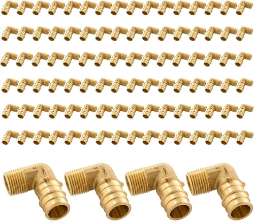 Vista 9 de Paquete de 5 codos NPT macho Seelink de 1/2" PEX-A de expansión x 1/2" Accesorios de expansión PEX-A de latón, para accesorios de tubería