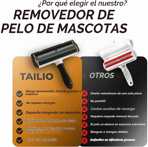 Vista 2 de Removedor de pelo de mascotas y rodillo de pelusa reutilizable – Removedor de pelo de gatos y perros para sofá, muebles, alfombras, ropa y ropa