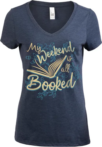 Vista 8 de My Weekend is All Booked - Camiseta con cuello en V para mujer