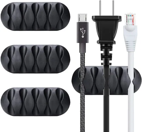 Vista 10 de BEADNOVA Clips para cables, organizador de cables, soporte para cables adhesivos, 1 ranuras para accesorios de carga de automóvil, PC, oficina
