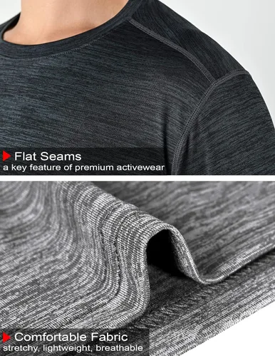 Vista 5 de Paquete de 5 camisetas de manga corta con cuello redondo y de secado rápido para hombre camisetas deportivas para correr entrenar o ir al gimnasio
