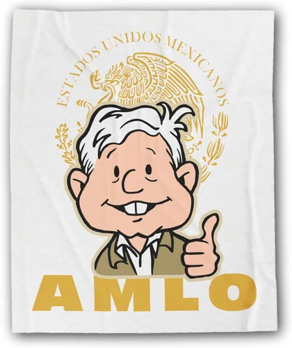 Vista 8 de MEXICANDOO AMLO - Manta de terciopelo con estampado de dibujos animados Amlito en un lado, manta ligera de felpa (Frazada de AMLO Cobija), tamaño 50