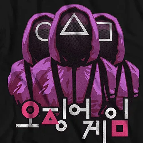 Vista 2 de Squid Game Camiseta de panal para hombre, diseño de círculo, triángulo, cuadrada, para hombre