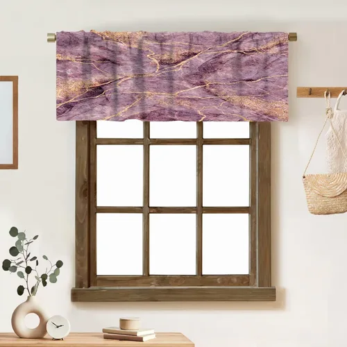 Vista 26 de Cortina de cenefa de mármol verde con venas doradas de mármol negro, diseño abstracto de lujo, elegante cenefa con bolsillo para barra, 1 panel
