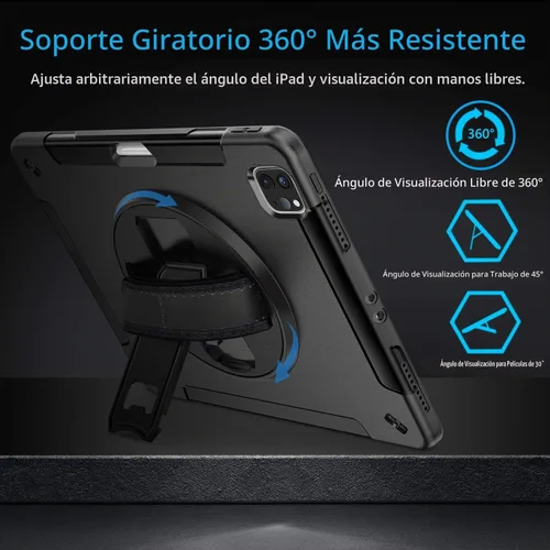 Vista 5 de Miesherk Funda para iPad Pro de 11 pulgadas 2022/2021 4ª/3ª generación, a Negro