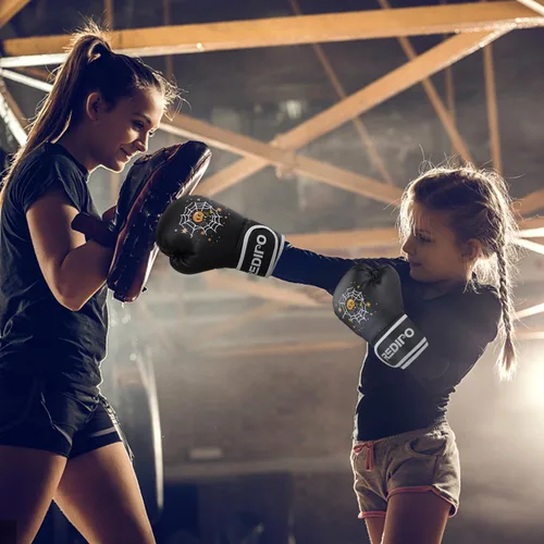 Vista 6 de Guantes de boxeo para niños, guantes de entrenamiento de boxeo juvenil para niños y niñas de 3 a 9 años, guantes de lucha de 4 y 6 OZ, manoplas