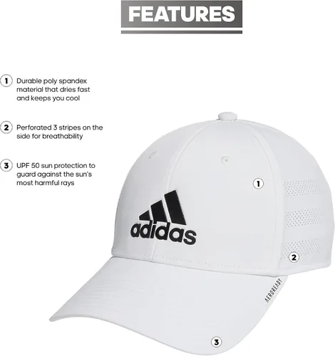Vista 2 de adidas Gorra elástica estructurada Gameday 3 para hombre, Blanco