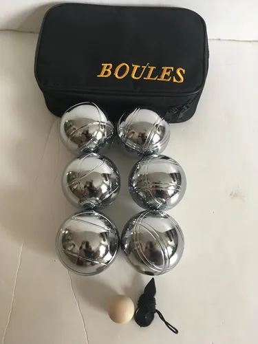 Vista 3 de BuyBocceBalls Listado -2.874 in Bocce Metal y Petanca Set con 6 Bolas de Plata y Bolsa Negra - Individual