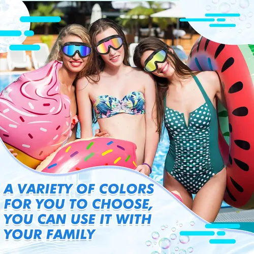 Vista 4 de Konohan Paquete de 3 gafas de natación para adultos, gafas anchas sin fugas, antiniebla, con clips para la nariz, tapones para los oídos