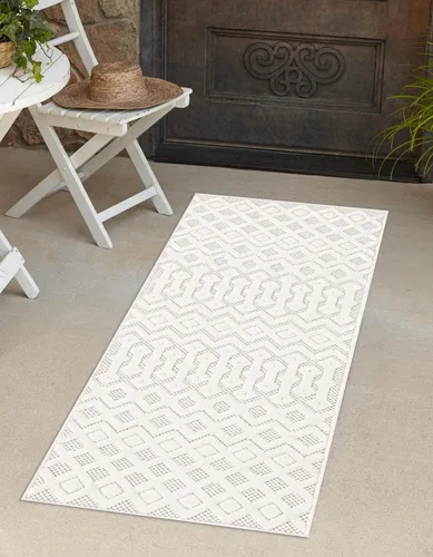 Vista 33 de Unique Loom Alfombra de área de la colección texturizada Trellis para exteriores, color osage, 2 x 3 pies, rectangular, color aguamarina
