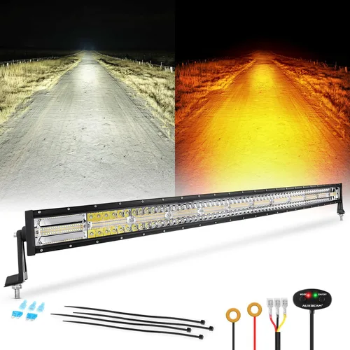 Vista 9 de Auxbeam Cubo luz LED ámbar de 3 pulgadas, 72 W todoterreno, 6 modos dos colores, estroboscópica antiniebla de conducción penetración e inundación