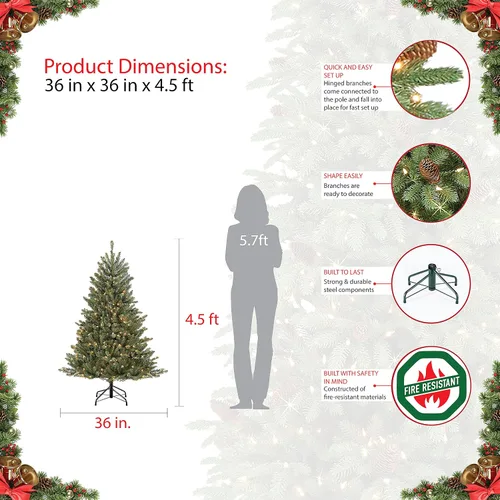 Vista 5 de Puleo International Árbol de Navidad artificial de abeto Fraser de 4.5 pies con soporte, verde (FF-45)