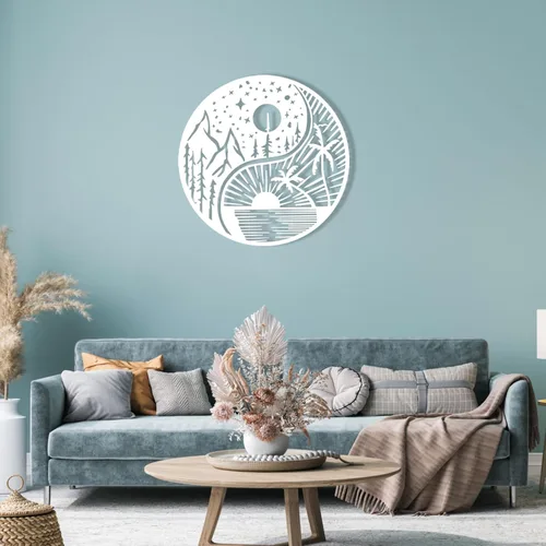 Vista 4 de Ying Yang Sun and Moon Metal, decoración de pared de metal Yin Yang, Sun Moon Metal, decoración de pared de metal, sol y luna, arte de pared