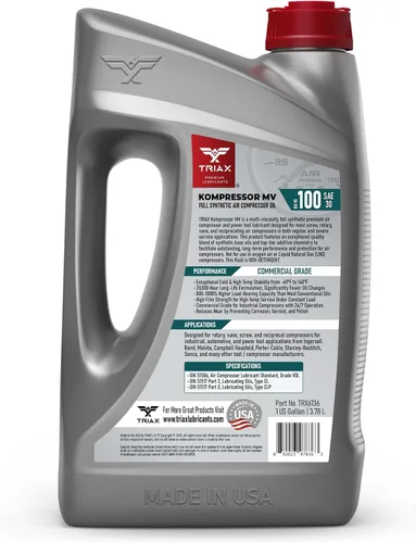 Vista 2 de TRIAX Kompressor MV 100 SAE 30, Aceite para Compresor de Aire Completamente Sintético, Multi-Vis Para Rotativo, de Paletas, de Tornillo