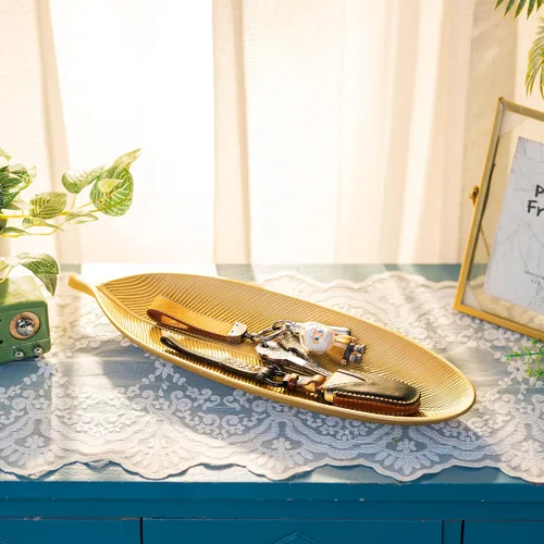 Vista 6 de Hanobe Bandejas decorativas para decoración del hogar, cuenco de madera en Dorado