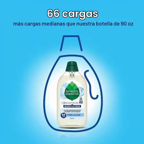 Vista 6 de Seventh Generation Laundry Detergent, Ultra Concentrated EasyDose, Free & Clear, 23.1 Fl Oz
