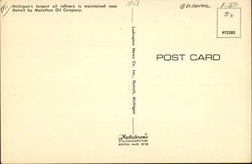 Vista 2 de Marathon Oil Company Refinery Detroit, Michigan MI Original Vintage Postal