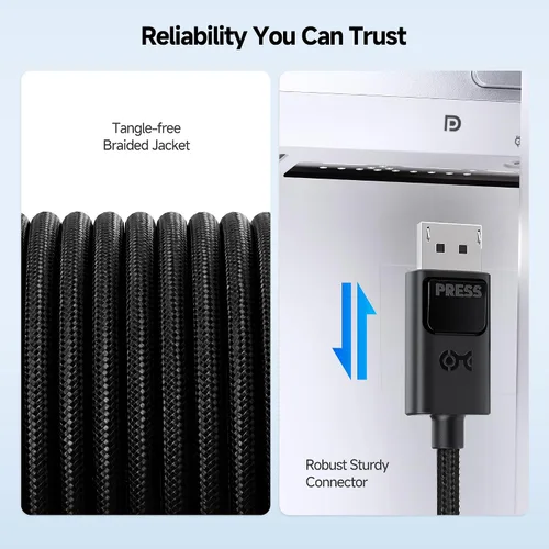 Vista 6 de Cable Matters Cable USB C a DisplayPort 2.1 unidireccional de 54 Gbps – 3 pies / 3.0 ft, soporta DP54, 8K @165Hz / 4K a 480Hz