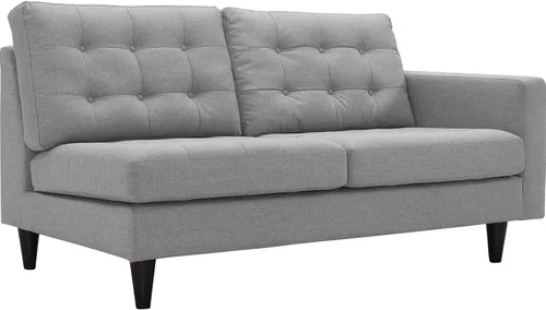 Vista 31 de Sofá esquinero Modway Empress, estilo de mediados de siglo, tapizado de tela en avena, Tela, Celeste