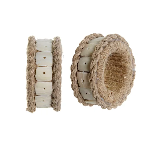 Vista 4 de Anillo servilletero DKD Home Decor Natural Yute Resina Aluminio 6 x 3 x 6 cm 4 Piezas