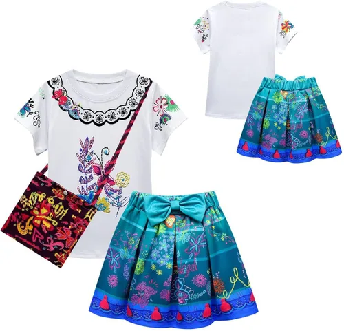 Vista 2 de Linda falda encanto Mirabel para niños disfraz de Isabela camiseta de cosplay disfraz de dibujos animados disfraz de Halloween