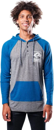 Vista 25 de Ultra Game - Sudadera con capucha de vellón para hombre con cuello Henley de la NFL Negro