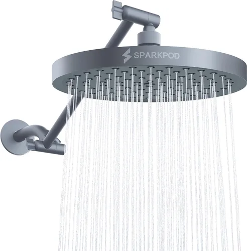 Vista 19 de SparkPod Cabezal de Ducha de Lluvia Redondo con Brazo de Extensión - Cabezal de Ducha de Altura Ajustable con Rendimiento de Alta Presión