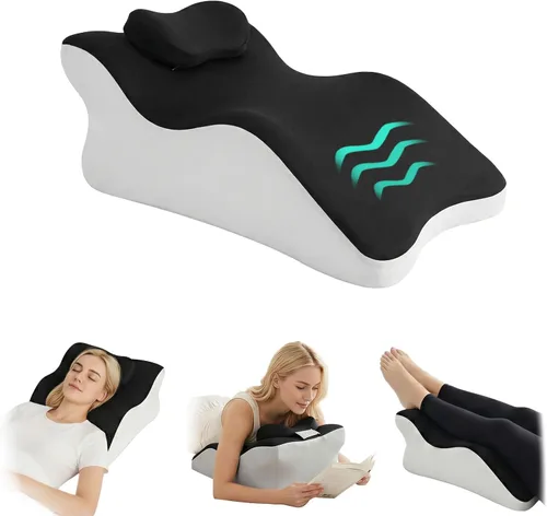 Vista 10 de Almohada de cuña ergonómica prona, almohada de cama de espuma de memoria multifuncional, almohada de lectura, ideal para descansos en la cama
