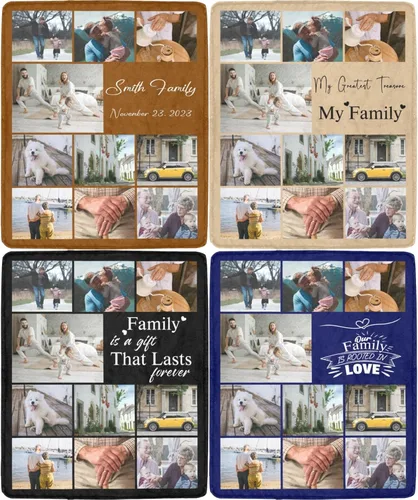 Vista 2 de Manta personalizada con imagen, mantas personalizadas para familia, marido, esposa, en cumpleaños, Navidad