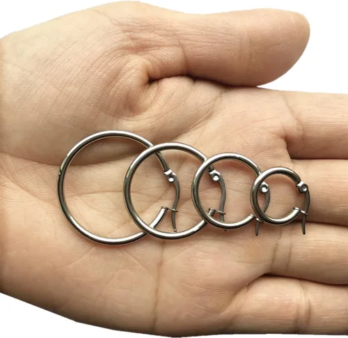 Vista 4 de 4 pares de aretes de argolla de acero inoxidable para mujer de 0.6in a 2.4in