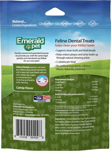 Vista 2 de Feline Dental Treats - Delicias y crujientes golosinas dentales para gatos sin granos, golosinas dentales naturales para limpiar los dientes