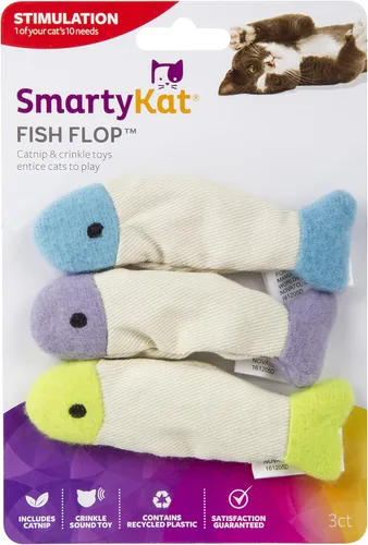 Vista 6 de SmartyKat (3 unidades) Juguetes rugosos de menta gatuna Fish Flop - Multi Color, 3