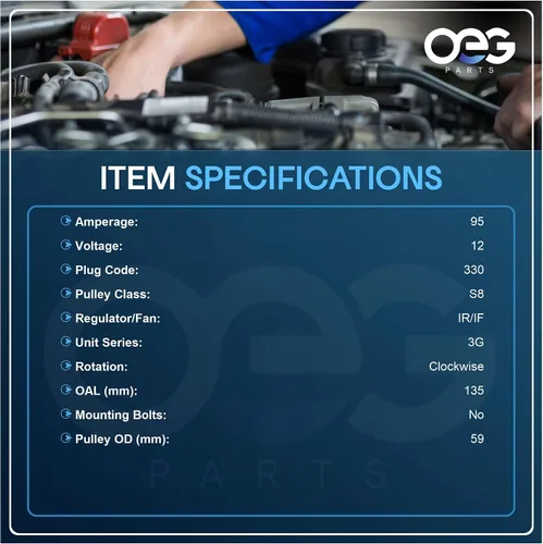 Vista 3 de Piezas de OEG nuevo alternador compatible con Ford F Series Truck 4.6L 5.4L 1997-2002 y E450 6.8L 1999-2006 F65U-10300-EA F6PZ-10346-RA F7UU-10300-AB