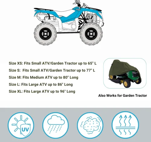 Vista 7 de EliteShield Cubierta ligera para ATV, cubierta cuadra resistente al clima, cubierta para cuatro ruedas resistente al agua y al viento, cubierta