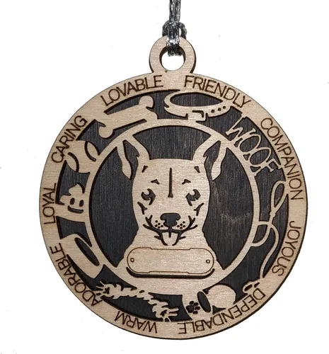 Vista 40 de Adorno de Navidad personalizado para perro Cavalier King Charles Spaniel, redondo de 3 pulgadas, madera cortada con láser de 2 capas, nombre y texto