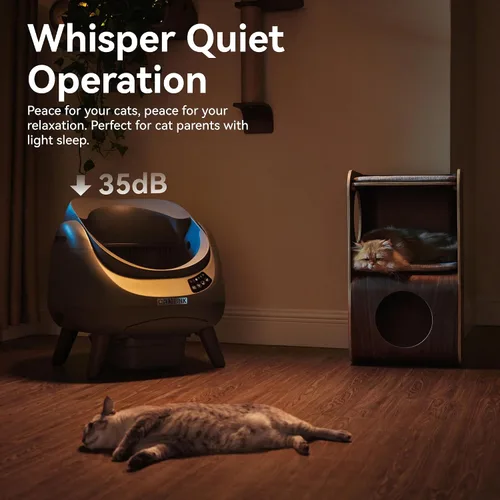 Vista 9 de CATLINK Caja de arena para gatos de autolimpieza Open-X, 5G y 2.4G WiFi Gris