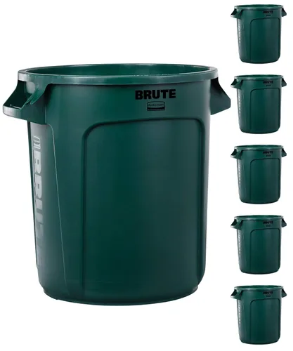 Vista 9 de Rubbermaid Commercial Products BRUTE - Bote de basura redondo de alta resistencia, 10 galones, color gris, contenedor de residuos para exteriores