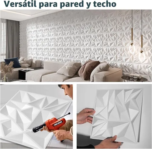 Vista 5 de Art3d Paquete de 33 paneles de pared 3D para decoración de pared interior, paneles de pared modernos con textura de diamante para juegos, sala