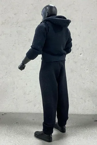 Vista 4 de 1/12 Escala miniatura hecha a mano tela sudadera con capucha pantalones deportivos para SH Figuarts Figma 6 pulgadas figura de acción