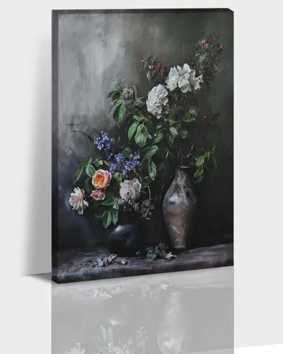 Vista 27 de Hzddty Lienzo de flores rojas de amapola para pared, pintura floral abstracta para paredes, imágenes de flores con estampado floral, decoración