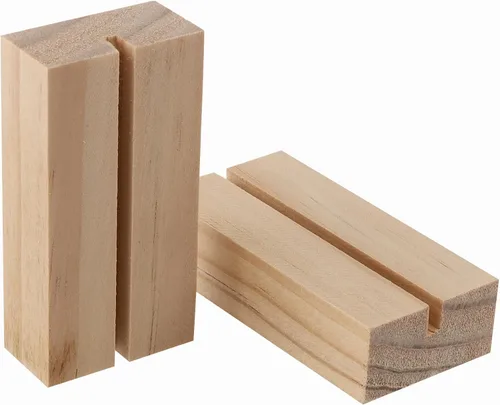 Vista 5 de KEILEOHO 30 soportes de madera para números de mesa, soporte para tarjetas de mesa, soporte de números de mesas de madera, soportes de tarjetas